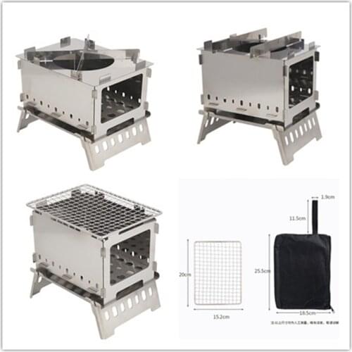 Folding Charcoal Barbecue Grill Portable Stainless Steel BBQ Tool Kits for Outdoor Camping Cooking Traveling Patio Picnics Beach