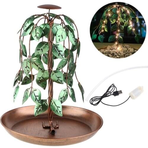 Wrought Iron Simulation Willow Statue Fountain Light Creative Garden Statue Patio Fountain Outdoor Landscape Garden Art S06 21