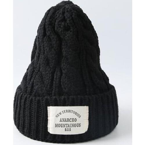 Warm Beanies Hats Casual Women Solid Adult Woolen Lovers Caps Cover Head Autumn Winter Letters Cotton Hair Winter Skullies Hat