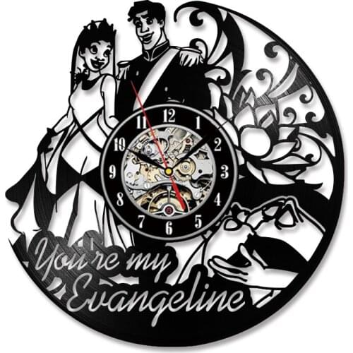 You're My Evangeline Art Wall Wedding Clock Vintage Vinyl LP Record Wal Watch Glowing Retro Wall Clock Valentines Gift To Belove