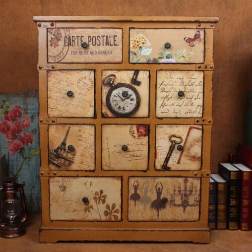 Multi-drawer vintage cabinet drawer cabinet lockers decorated clothing store to do the old European Bedside lockers manufacturer