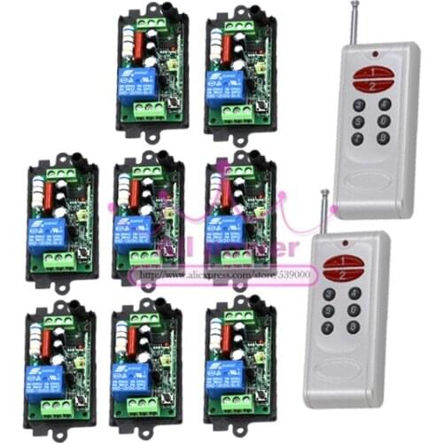 Top Quality 110V 220V 315HZ 1-Channel RF Digital Wireless 2*Remote Control 8*Switch Power for Lighting 200M Range Controlling