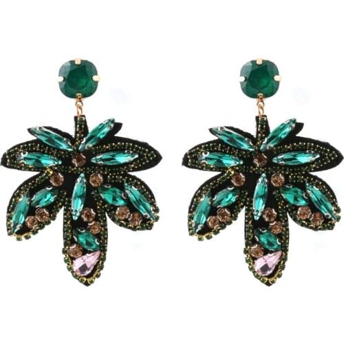 Best lady Boho handmade jewelry with beaded leaf pendant earrings for Women New design Korean wedding jewelry earring with drop