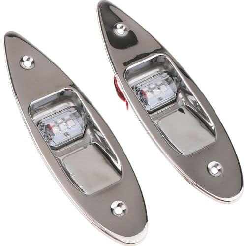 Green & Red Marine LED Navigation Lights Waterproof Pontoon Boat Teardrop Side Bow Lamps Stern Light, DC 12V, Stainless Steel