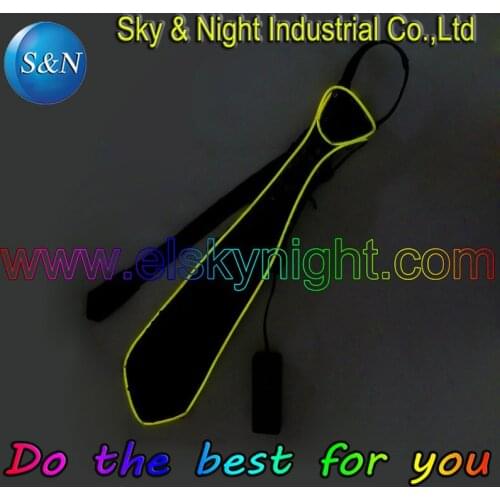 Yellow colour 2016 Fashion and Flashing EL tie with Mini controller for Any parties with Free shipping