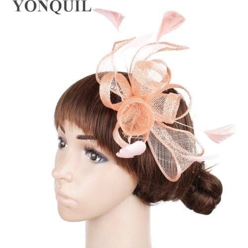 Ladies Sinamay Vintage Champagne Fascinator Hat Headwear Headbadns Fashion Women Wedding Party Elegant Hair Accessories SYF231