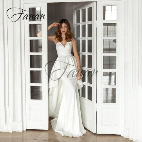 Strapless Backless Sleeveless Mermaid Wedding Dresses Detachable Train Court Train Bridal Gown vestido de noiva robe de mariée