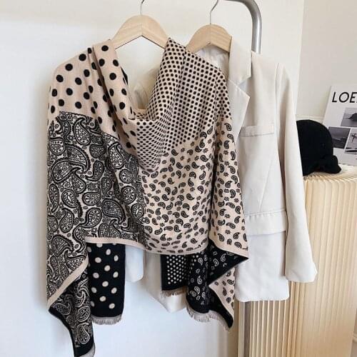 2021 Winter Cashmere Scarf Women Luxury Paisley Dot Print Design Warm Pashmina Blanket Scarves Shawl Wraps Female