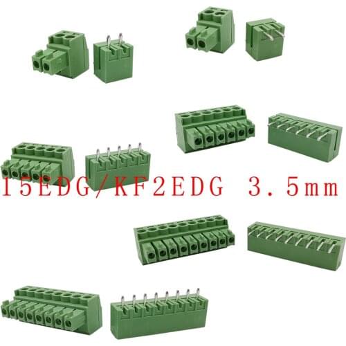 5Pairs 15EDG 3.5 mm KF2EDG 3.5mm PCB Screw Terminal Block Connector Right Angle/ Straight Needle Plug Pin Header Socket 2-12 Pin