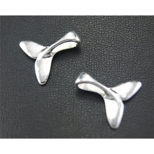 5pcs Silver Color Whale Tail Fishtail Charm Jewelry Making DIY Handmade Craft 14x14mm A1715