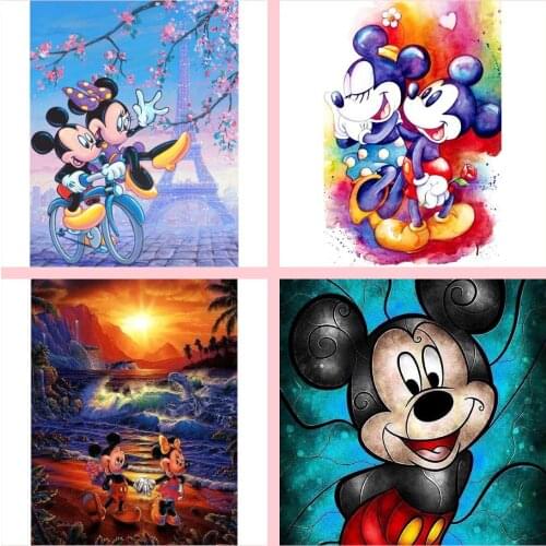 Disney Full Diamond Paintings Cartoon Mickey rides with Minnie DIY Diamond Embroidery Painting Decoration Gift