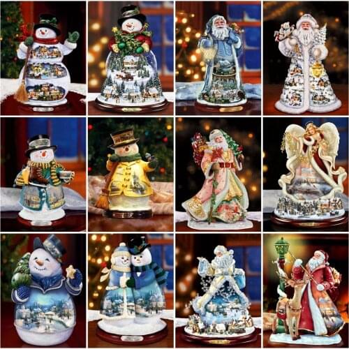 AZQSD 5D Diamond Embroidery Snowman Santa Claus Mosaic Rhinestones Diamond Painting Cartoon Christmas Cross Stitch Home Decor