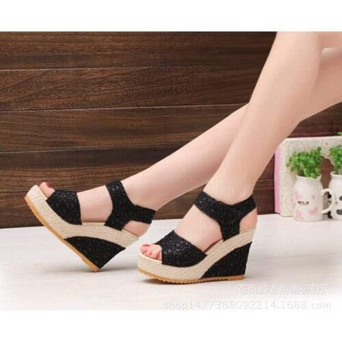 New FashionWomen Sandals Summer New Open Toe Fish Head Fashion Platform High Heels Wedge Sandals Women Shoes Free Shipping 365