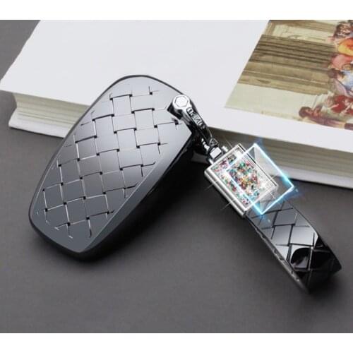 For Lincoln Mondeo MKC MKZ MKX Car key case Protective case Soft glue Weaving Crystal diamond key chain For Ford EDGE mondeo