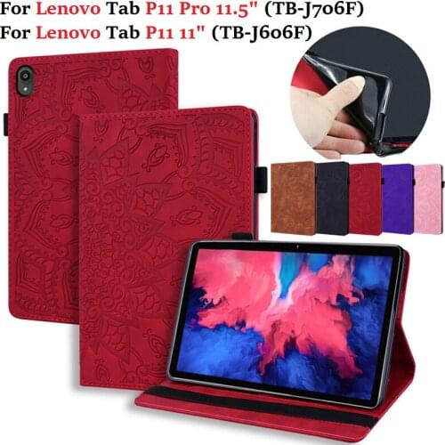 Embossed Tablet Case For Lenovo Tab P11 Pro Cover 11.5 TB-J706F Funda Cover 3D Flower For Lenovo Tab P11 Shell Protect TB-J606F