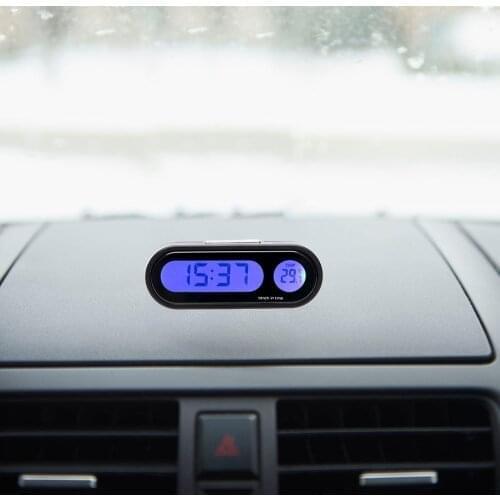2 In 1 LCD Digital Car Clock Watch Thermometer Dashboard Ornaments Truck Off Road 4x4 Automobile Accessories Decoration Interior