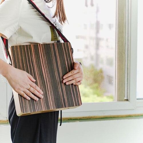 Cajon Boxdrum Travel Drum Accompaniment Music Boxdrum Percussion Instrument Solid Wood Portable with Strap Cajon Boxdrum