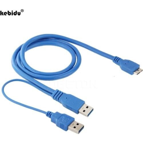 Dual USB 3.0 A to Micro-B USB 3.0 Y Cable For HDD Case Computer Cable Connector For Samsung Galaxy Note 3 III N9000 Length 50cm