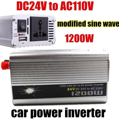Hot sale Modified Sine Wave car Converter Power Inverter 1200W 24V DC to 110V AC Boat With USB Port voltage transformer