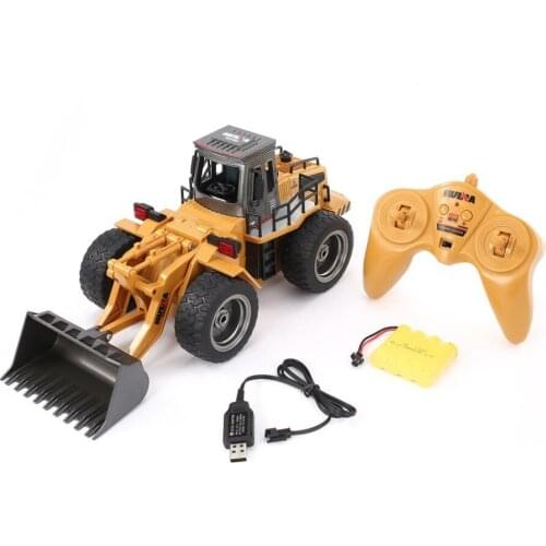 HUINA 1520 6CH RC Metal Bulldozer Remote Control Tractork RTR Front Loader Engineering Toy Vehicle For Kids Toys Gifts