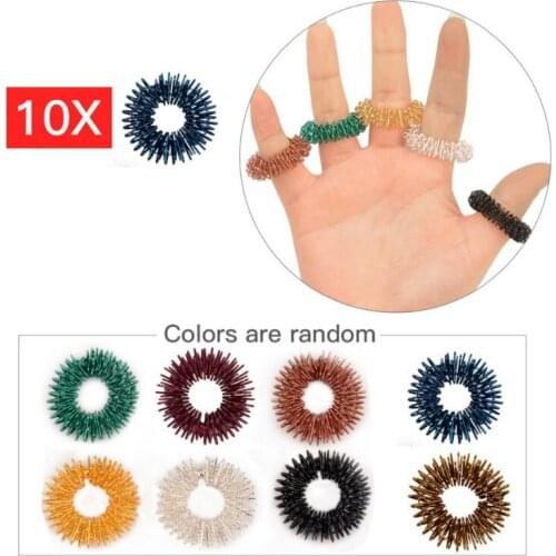 10pcs Finger Massage Ring Stimulate Elastic Hand Acupuncture Circle Body Massage Health Care Blood Circulation Stress Relax
