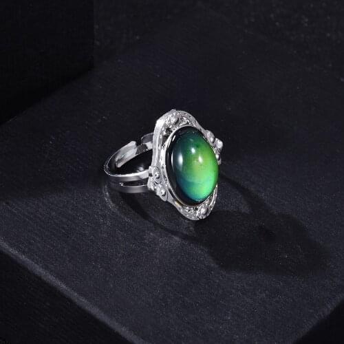 Vintage Retro Color Change Mood Ring Oval Emotion Feeling Changeable Ring Temperature Control r511