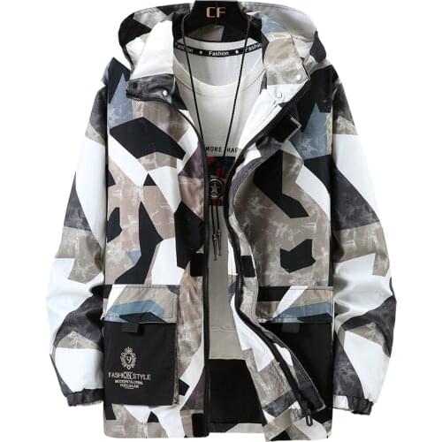 Plus Size 10XL 9XL 8XL 7XL Spring Autumn loose Jacket Men Hooded Fashion Printed Jacket Men Hip Hop Outerwear Casual Jacket man