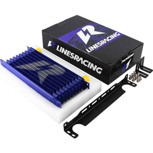 LINESRACING AN10 10Row Aluminum Oil cooler W/ 262mm Mounting Bracket Kit Trust Type Black/Blue