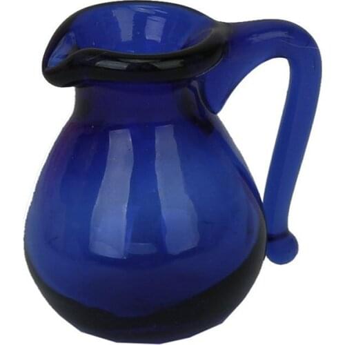 Doll House Miniatures dining room blue glass jug glass pot 1/12 scale