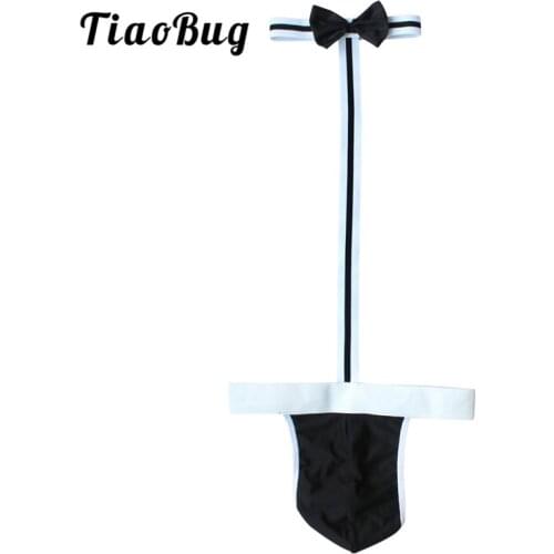 TiaoBug Men Hot Sexy Borat Mankini Adult Swimsuit Swimwear Male Thong Strings Underwear Beach Jockstraps Underpants Sexy Costume