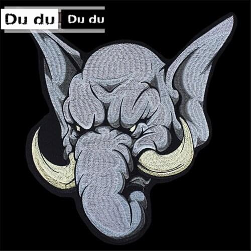Iron on Large size Embroidery Clothes Patches The elephant Badges T-shirt Down Jacket Personality Patches DIY
