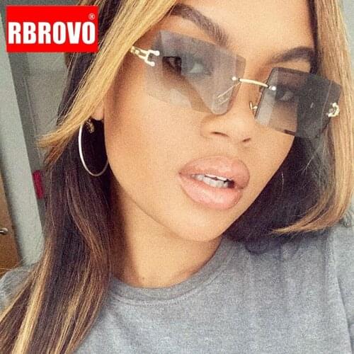 RBROVO 2021 High Quality Sunglasses Women Rimless Square Eyeglasses For Women/men Luxury Glasses Women Gradient Shades for Women