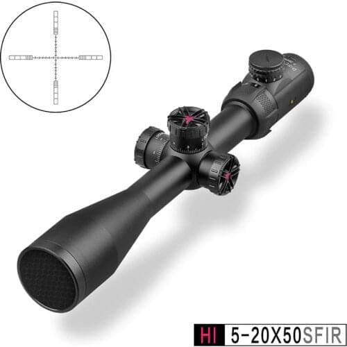 Discovery HI 5-20X50SFIR Tactical Hunting Scope Riflescopes SFP 1/8MOA Illuminated Mil Dot Reticle Red Optical Rifle Sights