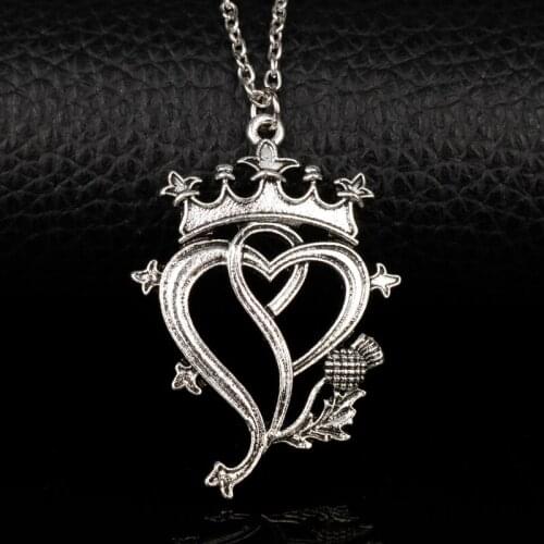 Outlander Luckenbooth Necklace Scottish Thistle Pendant Heart Scottish Symbol Flower Thistle Necklace 20