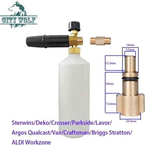 City Wolf High Pressure Car Washer Brass Snow Foam Lance Soap Gun For Deko Crosser Parkside Lavor Denzel Lavor Vax Craftsman