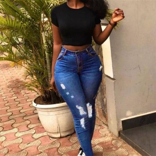 Hot New Products Womens Jeans Foreign Trade Womens Trousers AliExpress 2021 Spring Ripped Jeans European And American Net Red