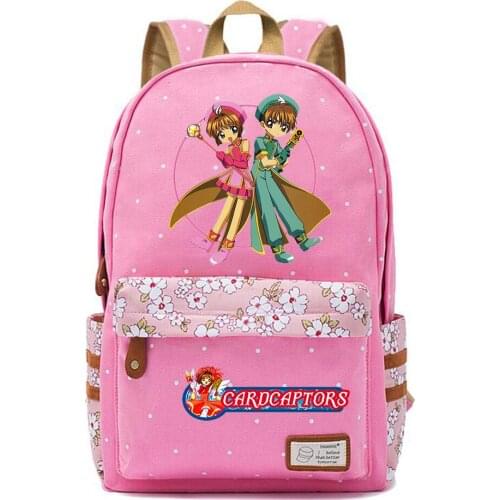 Anime Card Captor Casual Backpack Canvas Schoolbag Teenger High Quality Packsack Mochila Unisex Student Travel Laptop Bag