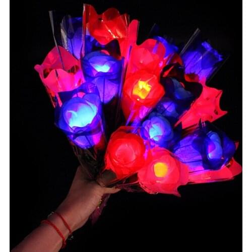 Rave Led Party Wholesale Valentines Day Cloth Roses Glowing Night Lights Christmas Gift Bar Wedding Glow Party Supplies