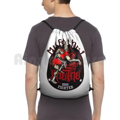 Muay Thai Fighter Backpack Drawstring Bags Gym Bag Waterproof Muay Thai Thai Boxing Martial Arts Martial Arts Fight