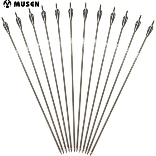 30 Inches Spine 350 Pure Carbon Arrow Diameter 7.6mm Replace Arrow Head for Recurve/Compound Bow Archery Shooting Hunting