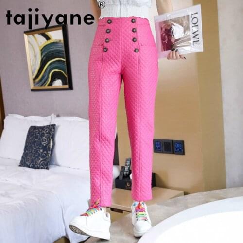 Tajiyane Pants for Women Real Sheepskin High Waist Trousers Woman Genuine Leather Trousers Womens Clothing Ropa Mujer TN2408