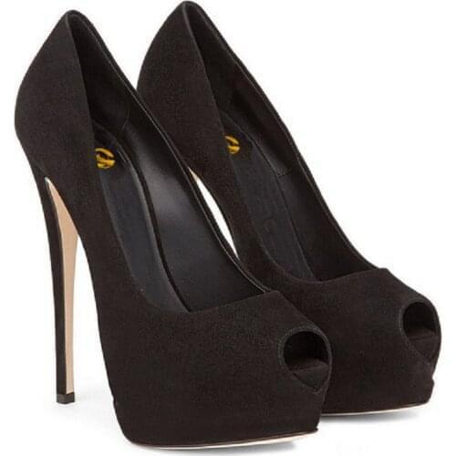 Original Intention Lively Fashion Women Pumps Elegant Platform Thin Heels Pumps Black Wine Red Blue Shoes Woman Plus Size 4-15