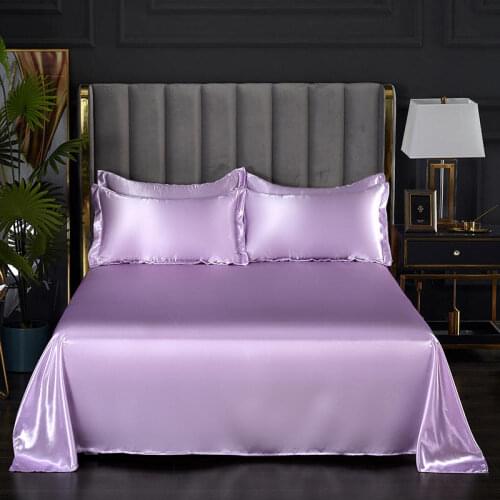 1 pc Bed Sheet for Summer Ice Cool Fabric Top Sheets Satin Smooth Flat Bed Sheet for Double Bedding (no pillowcase)