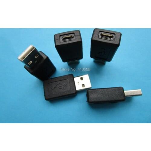 100 pcs USB Male Plug to Micro USB 5Pin Female Jack Adapter Connector Black Color