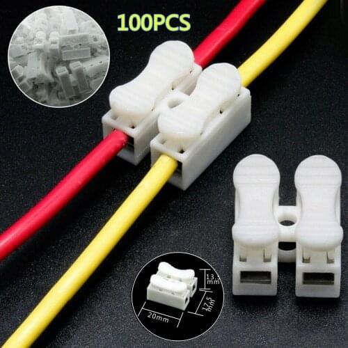 100x2Pin Electrical Cable Connectors Quick Splice Lock Wire Terminals Set Trims