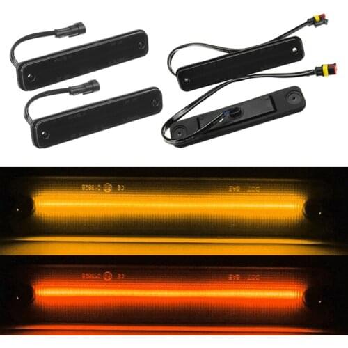 Beler 4Pcs 25952319 15114677 Smoke Lens F&R LED Side Marker Light Red&Amber Fit for Hummer H2 2003-2004 2005 2006 2007 2008 2009