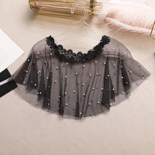 Bolero Wedding Bolero Vintage Capelet, Light Ivory Pearl Tulle Shawl, Slip On Bridal Shoulder, 1920s Shimmering Black Cover Up