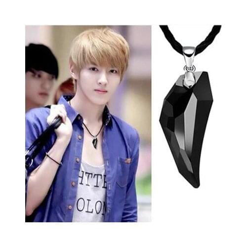 Austrian Crystal The Teeth of The Wolf Pendant Chains Long Leather Men Jewelry Necklace 10 Colours