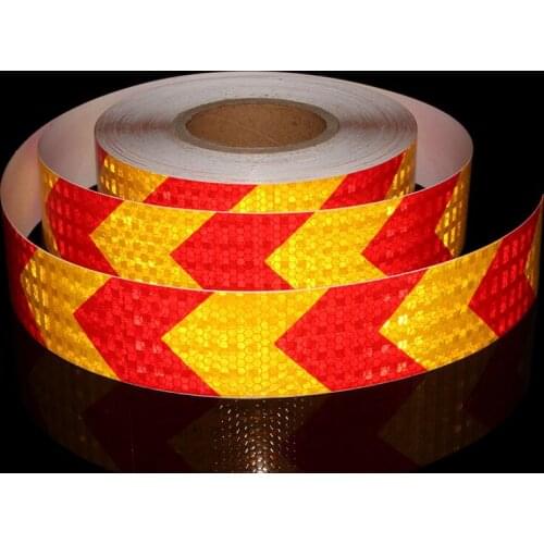 Yellow Red Arrow Reflective Safety Stickers Reflective Safety Warning Conspicuity Tape Film Sticker Strip Car Accessories Decals