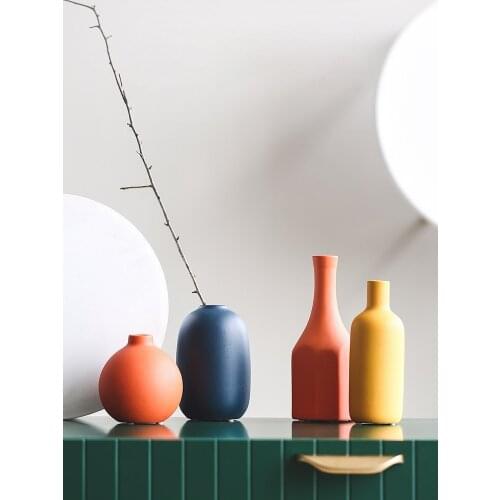 Color Nordic style vase home decoration creative ceramic dried flower vase living room flower arrangement decorative ornaments